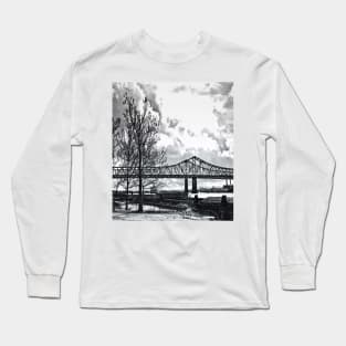 Bridge in Winter (B&W) Long Sleeve T-Shirt